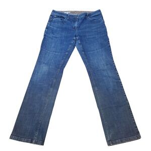 Faconnable Women's Straight Leg Jeans Medium Wash Embroidered Pockets Size 12